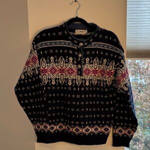 L.L. Bean Nordic Fair Isle Wool Crewneck Sweater